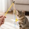 Soft Plush Ball Cat Wand Toy Colorful Tassels Interactive Cat Toy Cat Teasing Stick  Pet Bonding