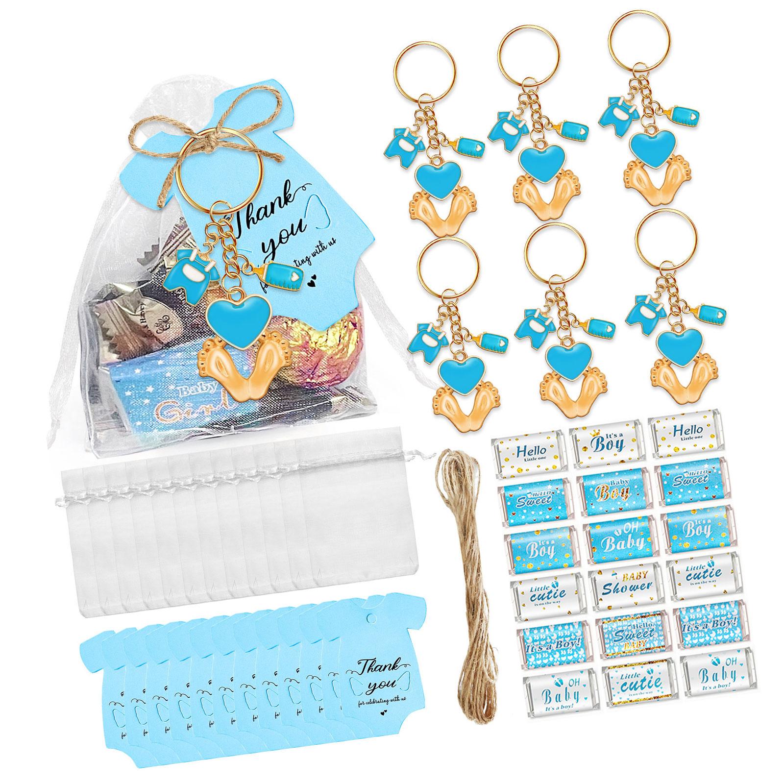 

6/20 Штук Брелоки для Ніжок Немовляти Металевий Набір Брелоків з Наліпкою-Обгорткою Мішечком на Шнурку та Етикеткою «Дякую» для Дитячих Свят A6