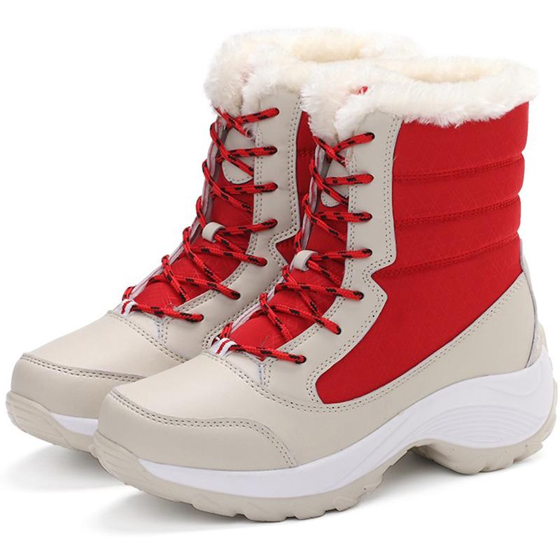 Women's Boots Women Heels Boots For Winter Shoes Woman Keep Warm Fur Botas Mujer  Snow Boots Platform Shoes White Black Boot