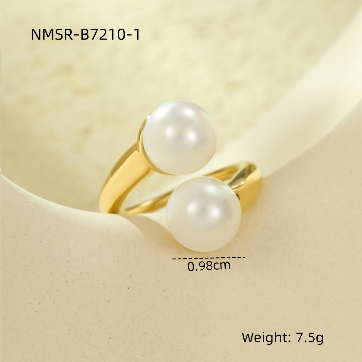 GEMCHIC Women s Titanium Steel Open Ring with Inlaid Pearls Fashion Stainless Steel Finger Ring Jewelry