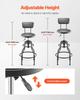 Shop Stool Adjustable Height Garage Work Seat 300 lbs Load with Backrest