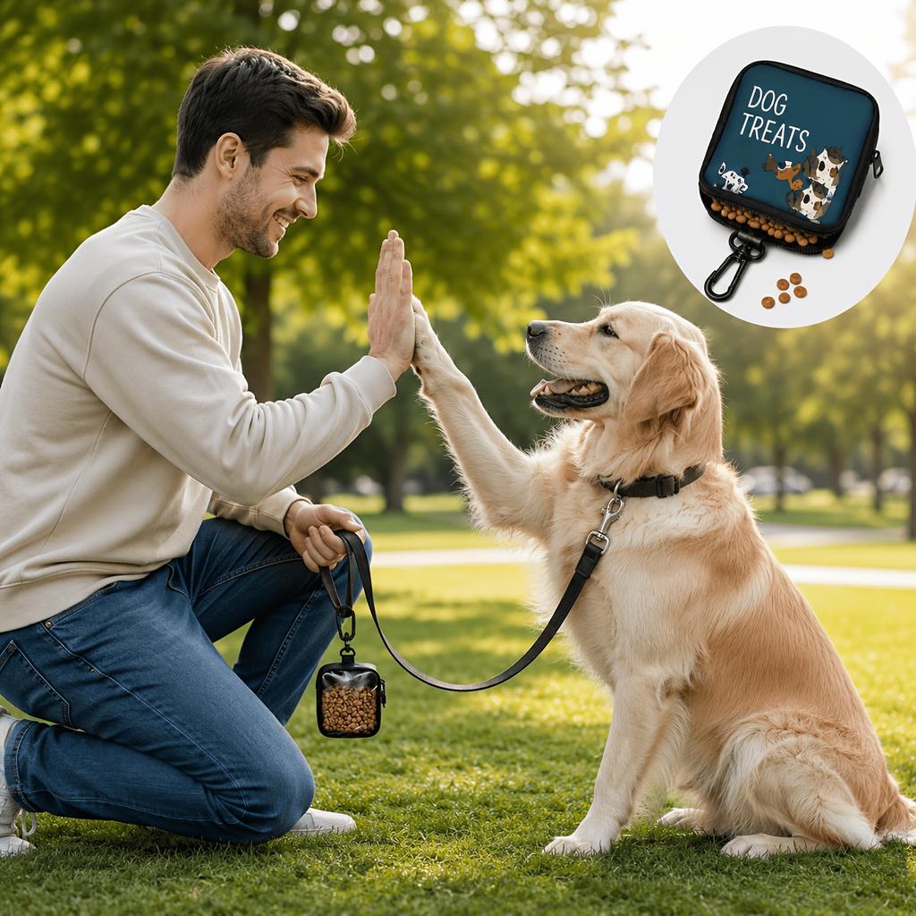 1Pc Portable Dog Snack Bag With Transparent Window And Zipper - Clip-On Training Snack Pouch, Suitable For Walking, Outdoor And Daily Rewards