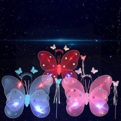 Kid LED Butterfly Costume Props Children Angel Luminous Wings For 2-8 Years Easter Birthday Day