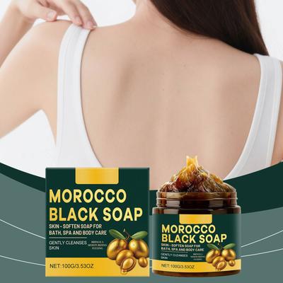 Natural Moroccan Black Soap, Facial And Body Cream, Deep Cleansing And Exfoliating Nourishing Bath Soap