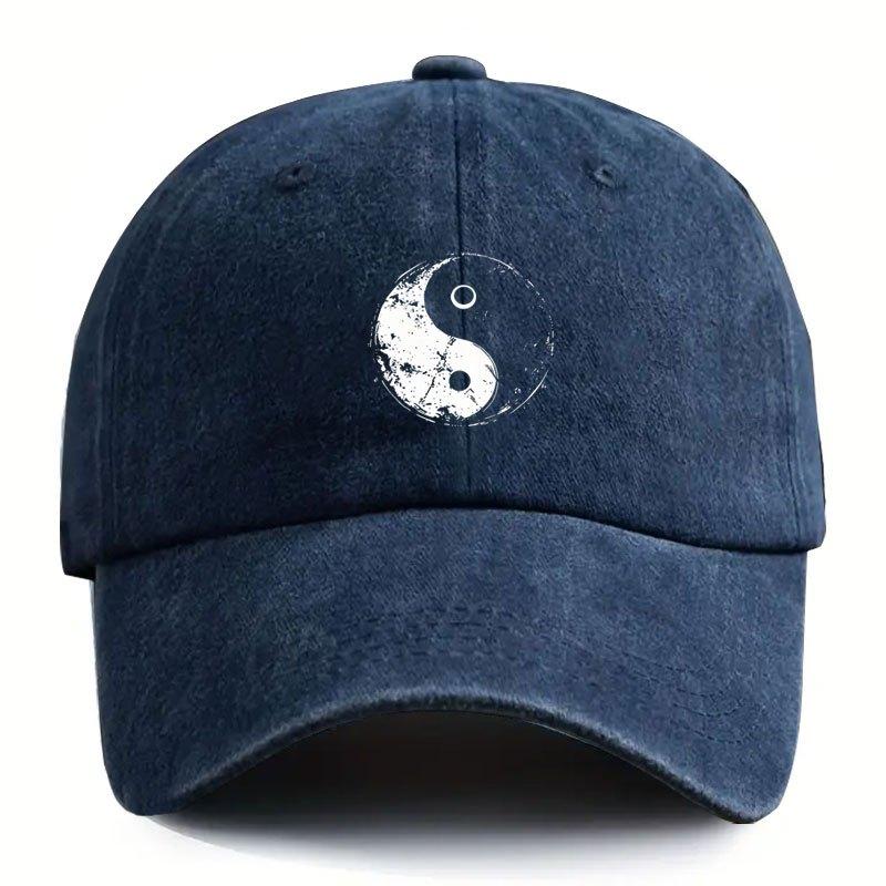Pc Tai Chi Pattern Adjustable Printed Baseball Cap Breathable and Hand Washable Suitable for Outdoor Sports and Casual Wear