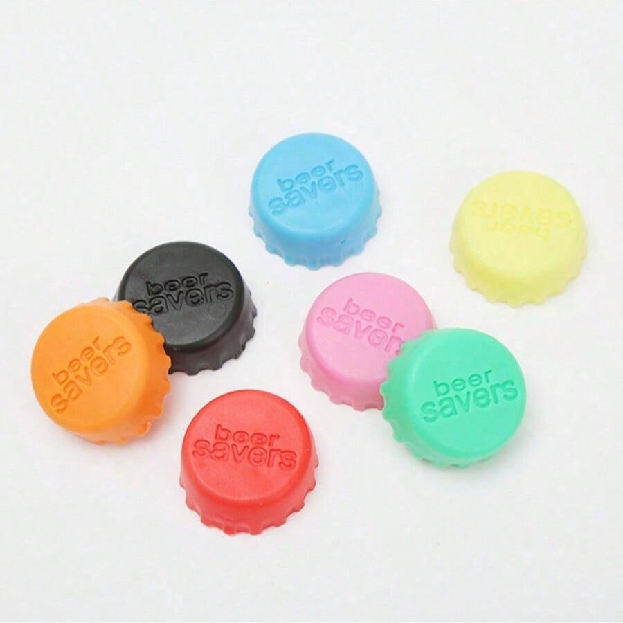 6/12pcs Beer Bottle Sealing Caps, 6 Colors Creative Leak-Proof Wine Bottle Stoppers, Reusable Wine/Liquor Bottle Accessories (Random Color)