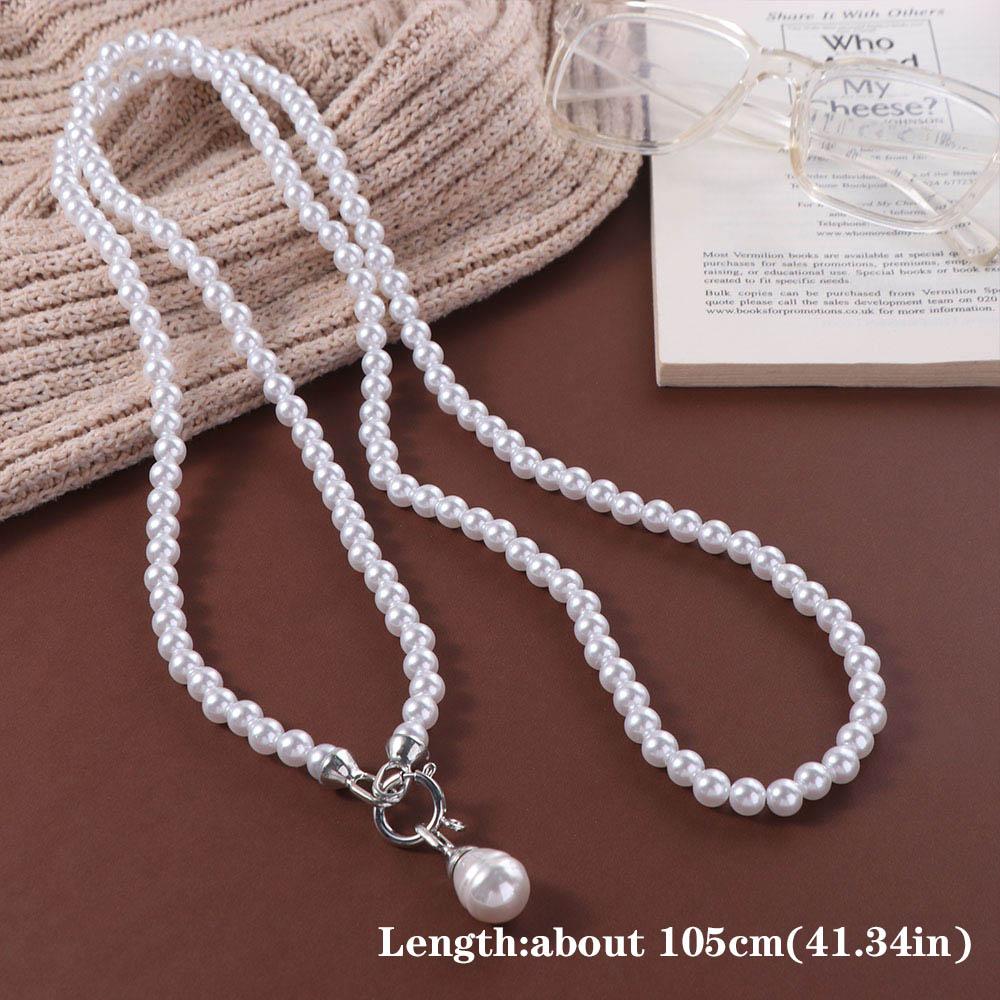 With Mirror Pearls Long Necklace Retro Women Pearl Waist Chain  Dress Decoration