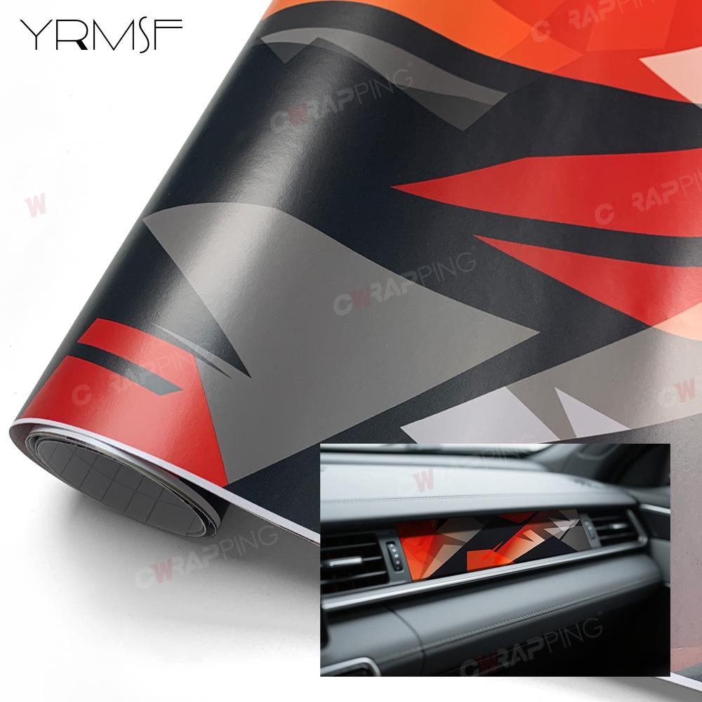 Car Vinyl Wrap Waterproof Motorcycle Sticker Graffiti Geometry Street Culture Wrapping Film Camouflage Skateboard Black Red