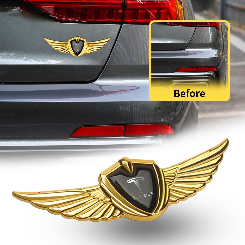 TYTU6 3D Metal Car Body Fender Decoration Badge Sticker Emblem Decal For Tesla Model 3 Y X S Semi Cybertruck Roadster Auto Accessories