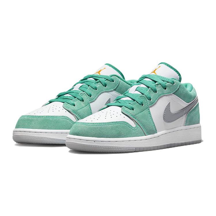 Air Jordan 1 Low SE GS New Emerald Kids Sneakers White Light-Steel-Grey Taxi DO8244-301