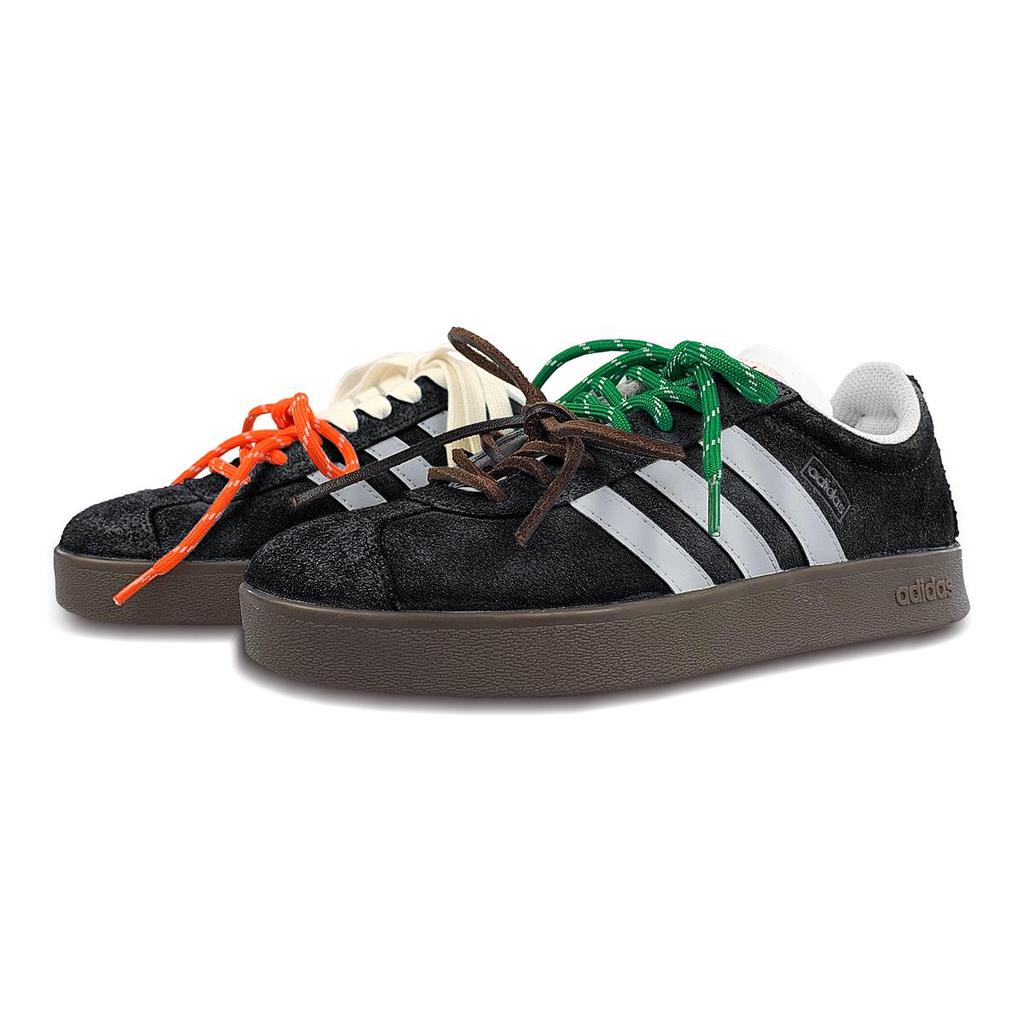 adidas Neo Vl Court Slip Resistant Abrasion Resistant Low Top Skateboard Shoes Unisex Black Silver HQ1802(Team116-ad)