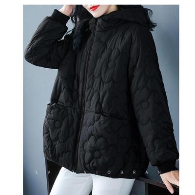 Winter Fashionable Cotton Padded Jacket And Coat Thickened Warm Black Women Clothes With Hooded