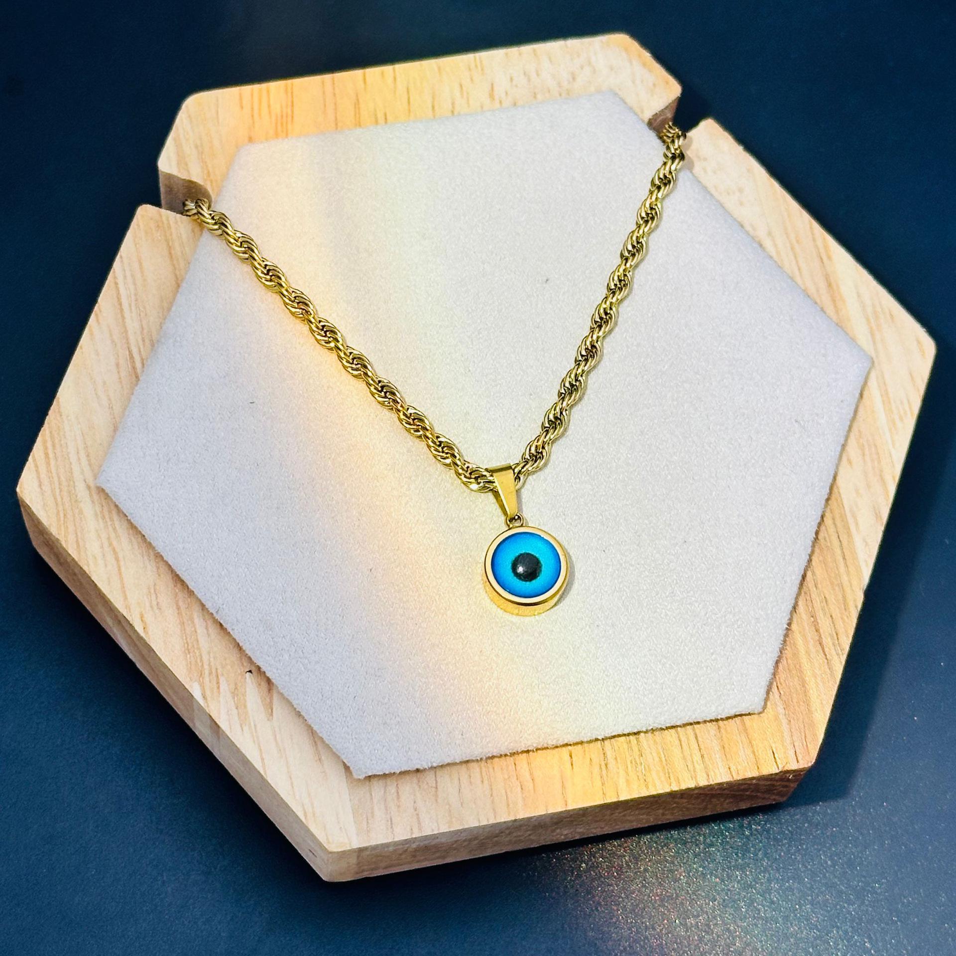 

Blue Devil s Eye Titanium Steel Pendant Necklace - Trendy European & American Fashion Jewelry for Women