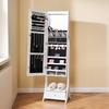 Mirror Jewelry Cabinet Standing Mirror with Storage Full Length White