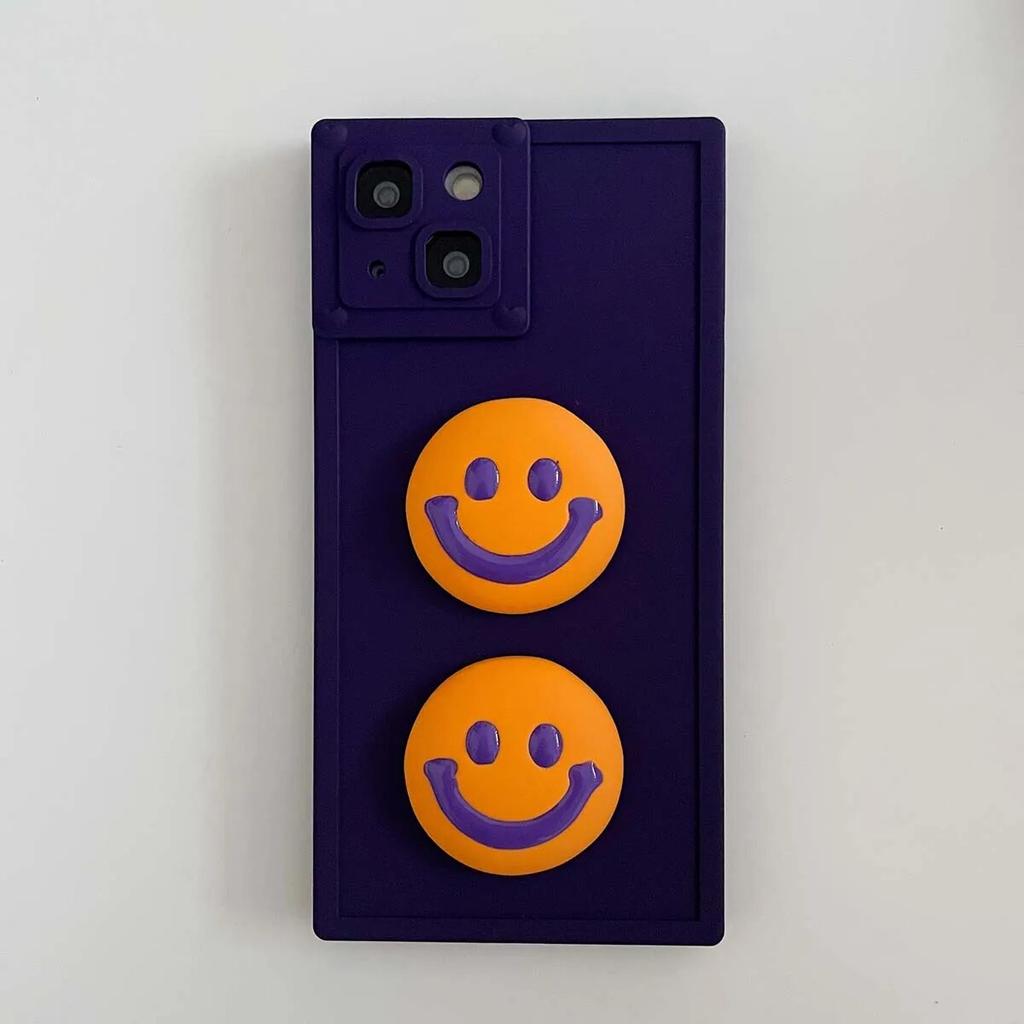 Cartoon Square Silicone Soft Covers For iPhone 14 13 12 11 XS Pro Max Plus X XR Shockproof Cute 3D Smile Expression Phone Cases