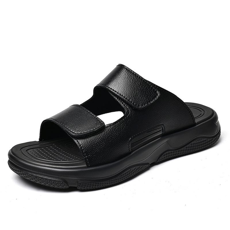 Men s Genuine Leather Thick-Soled Non-slip Outdoor Sandals 40