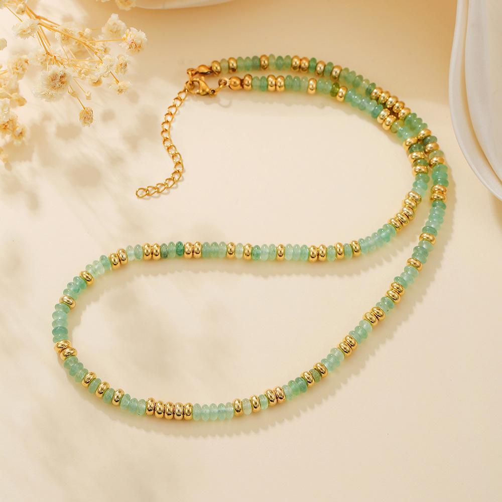 Colored natural stone necklace, dopamine beaded bracelet, collarbone chain, light luxury niche jewelry.