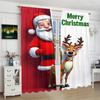 Set Of 2 Jit Cartoonish Santa Reindeer Curtain Design Polyester Christmas Window Decor With Rod Pocket Light Blocking