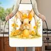 1pc Easter Bunny Apron Suitable for & - Cute Rabbit & Watercolor Eggshell Flower Design, Durable Polyester Kitchen Apron Suitable for Baking, Cooking,