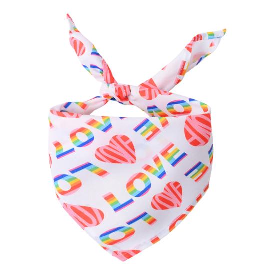 Pet Bandana Triangular Soft Breathable Comfortable Universal Dress Up Washable Rainbow Heart Print Dog Puppy Cat Collar Scarf Bib Pet Supplies