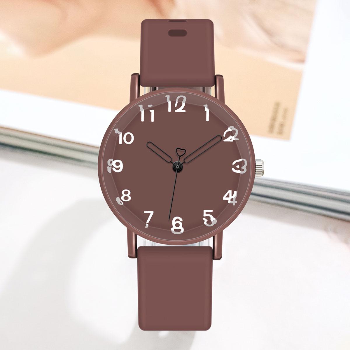 

Новые Модные Женские Спортивные Кварцевые Наручные Часы с Силиконовым Ремешком темно-коричневого