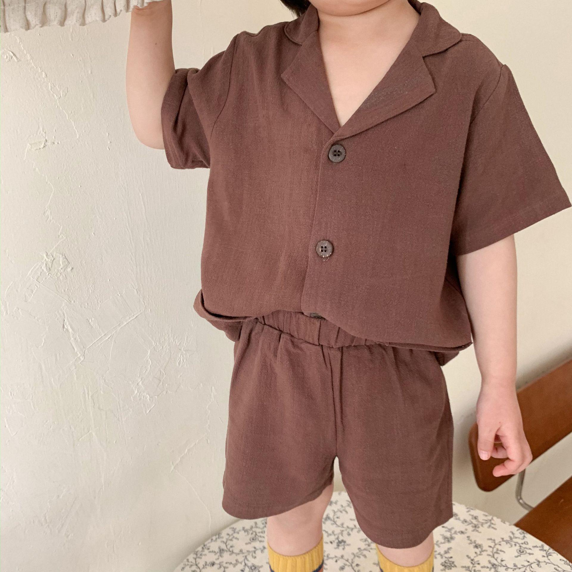 

Детские летние комплекты одежды для маленьких детей однотонная футболка с коротким рукавом + шорты комплект из двух предметов 110