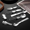 304 Stainless Steel Solding Spoon Outdoor Portable Fold Spoon Fork Knife Travel Folding Spoon Camping Hiking Picnic Tableware