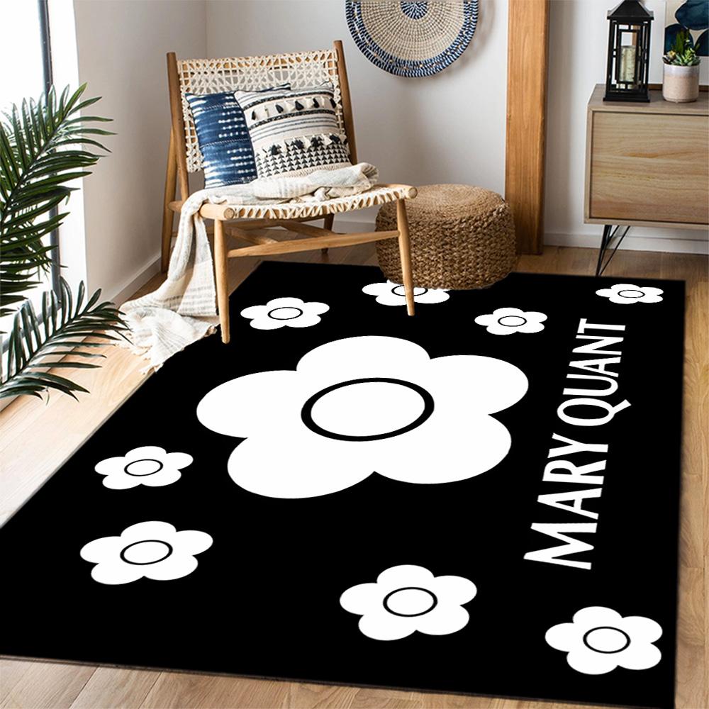 Mary Quant logo Themed Anti-Slip Rugs - Polyester Home Decor, Suitable for Bedrooms, Living Rooms, Doorways, Studios, and Decorations