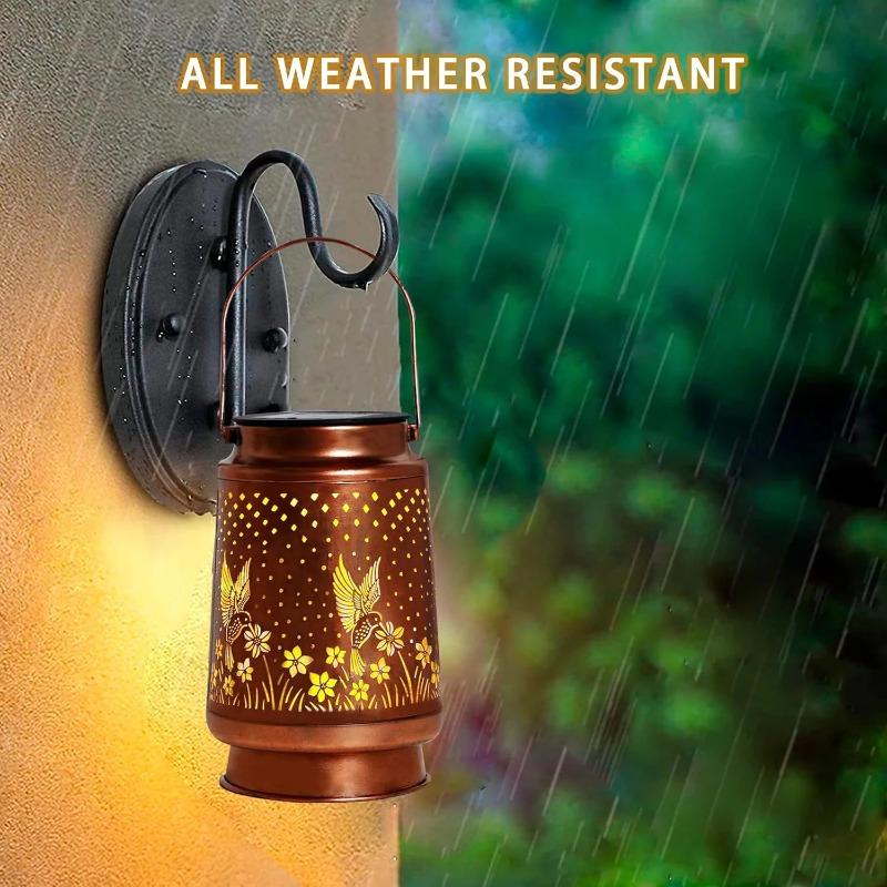 1PC Iron Solar Lantern Outdoor Solar Powered Garden Light Pathway Patio Yard Balcony Decorative Weatherproof Landscape Lighting