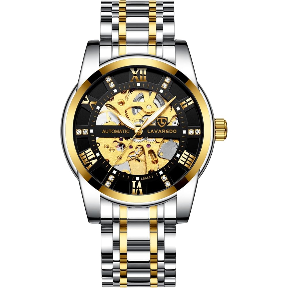 Men s Luxury Skeleton Watch Automatic Silver Stainless Steel Waterproof Luminous Diamond Roman Numerals Dial