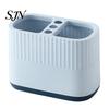 Plastic Pen Cup for Desk Desktop Holder, Compartments Thickened Organizer, Macaron Durable Storage Bin Color Vertical Pattern Organizer Stationery