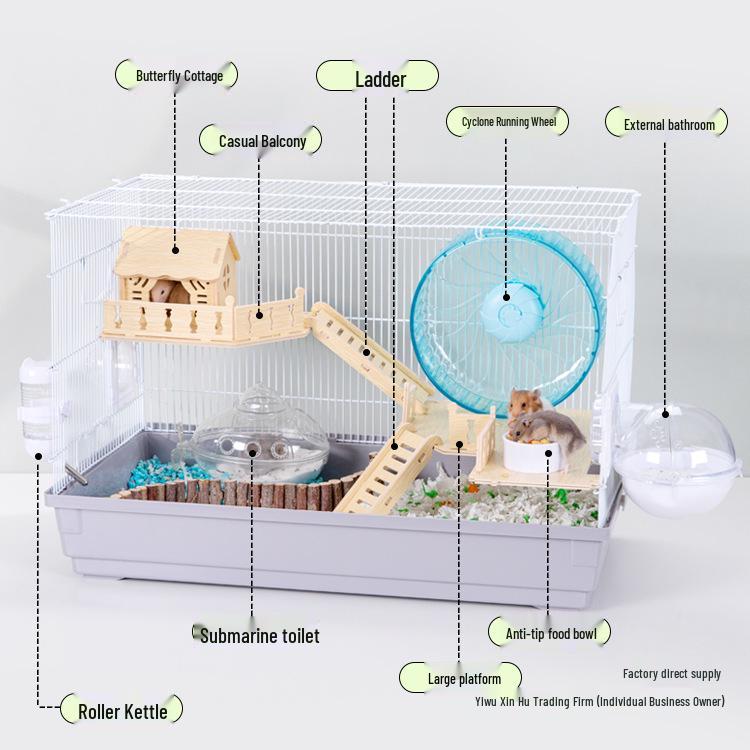 Luxury Large Three-Layer Hamster Cage Villa with Complete Accessories