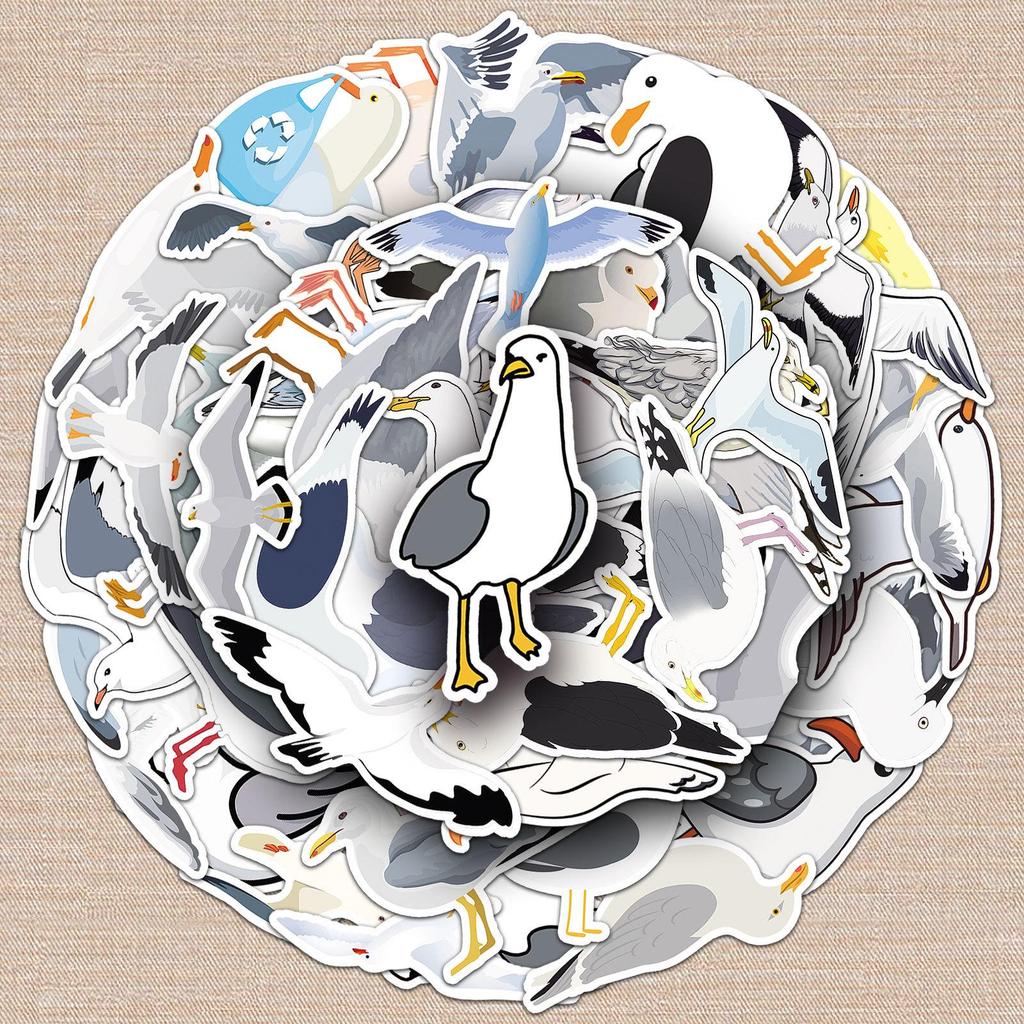 50 Seagull Graffiti Stickers: Cartoon Bird & Animal Decor for Water Cups, Computers, Phones, Skateboards