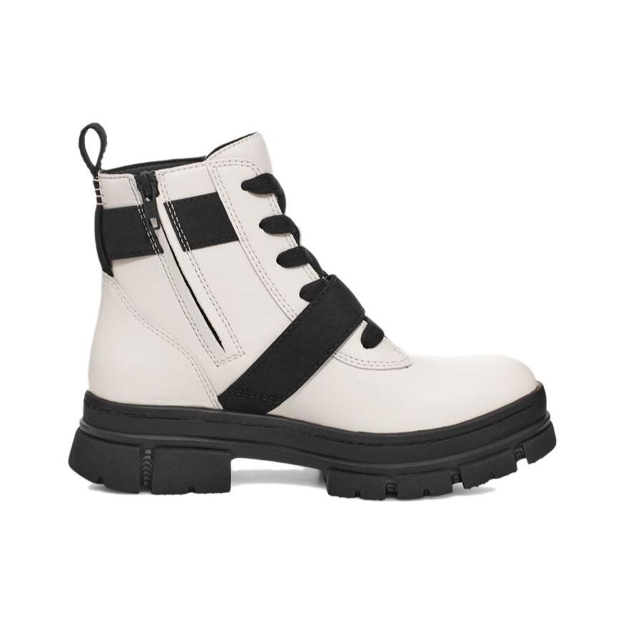 UGG Leather Fashion Commuter Short Chelsea Boots Women boots White 1133892-WHT