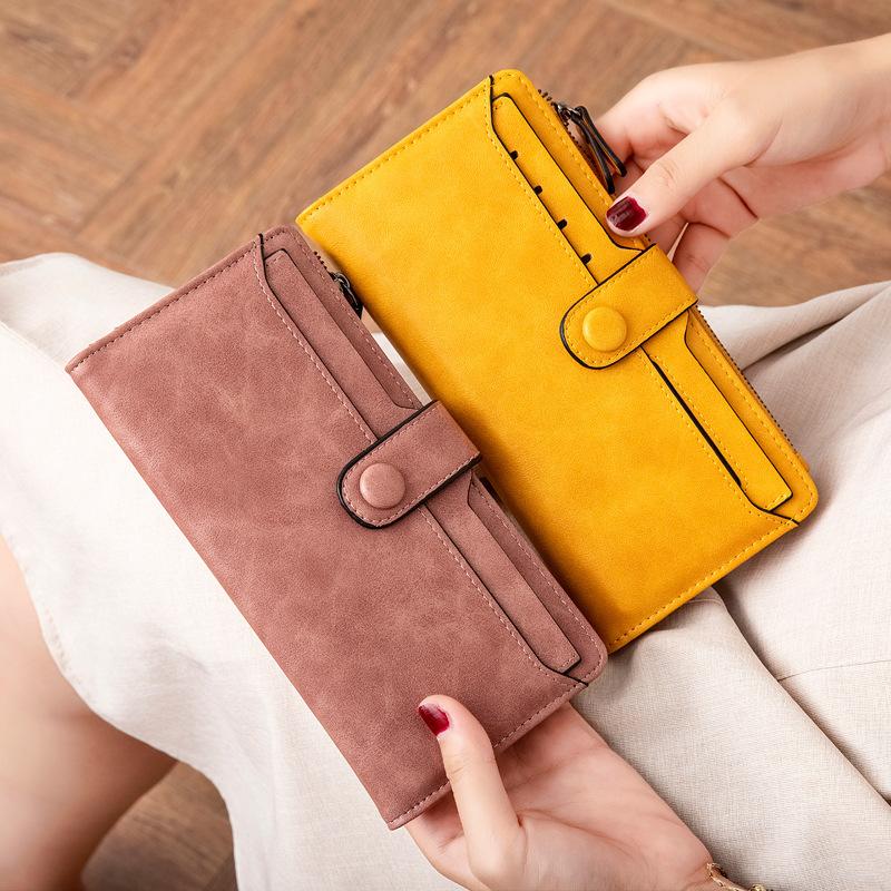 New High Quality PU Leather Wallet Simple Ladies Fashion Long Folding Card Wallet Multi Card Coin Purse Light Hand In Hand