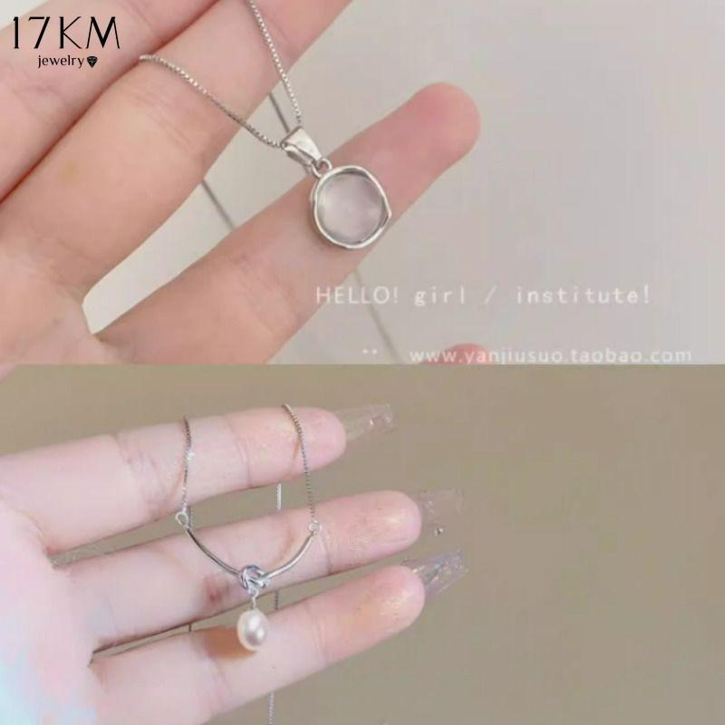 17KM Collares Sencillos de Plástico con Conchas para Mujer Elegante Cadena Choker de Cristal Colgante Accesorios Joyería