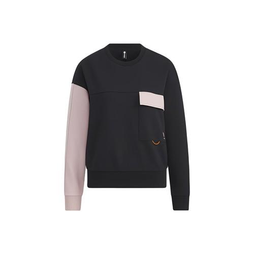 adidas neo Casual American Retro Colorblock Crewneck Sweatshirt for Women, Black M чёрный