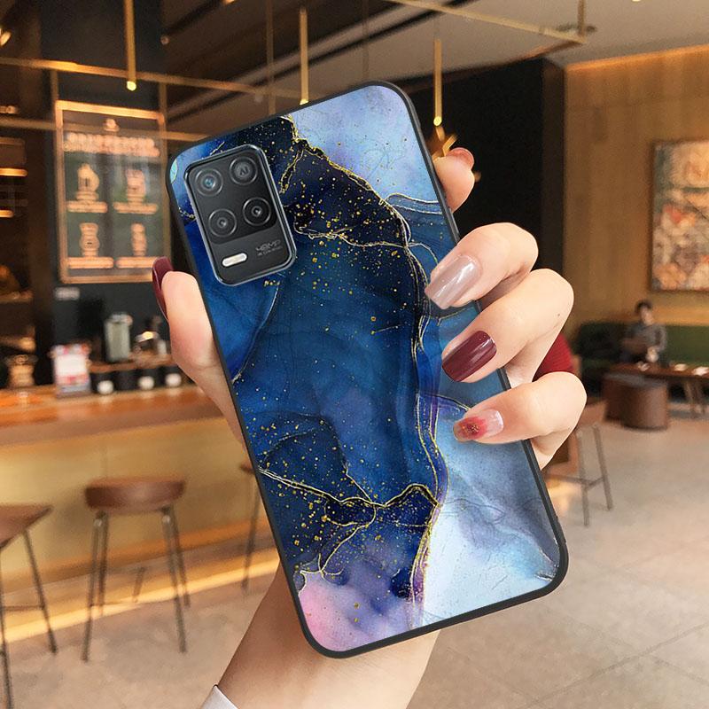 Blaue Marmor-Telefonhülle für OPPO Realme 8 7 6 5 C3 C21 C20 C21Y C11 X50 X3 SuperZoom F19 A94 A74 A91 A53S A54 A15 A11