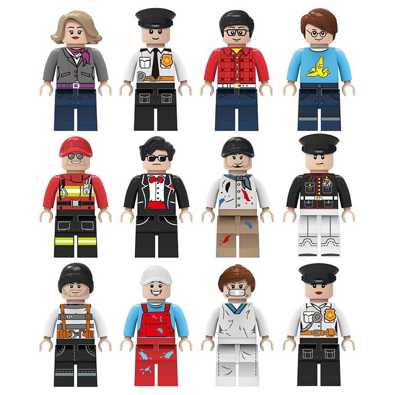 Small Particle Little People Building Block Toy Figures Characters Worker Police Soldier Superheros Building Block Bricks Toy