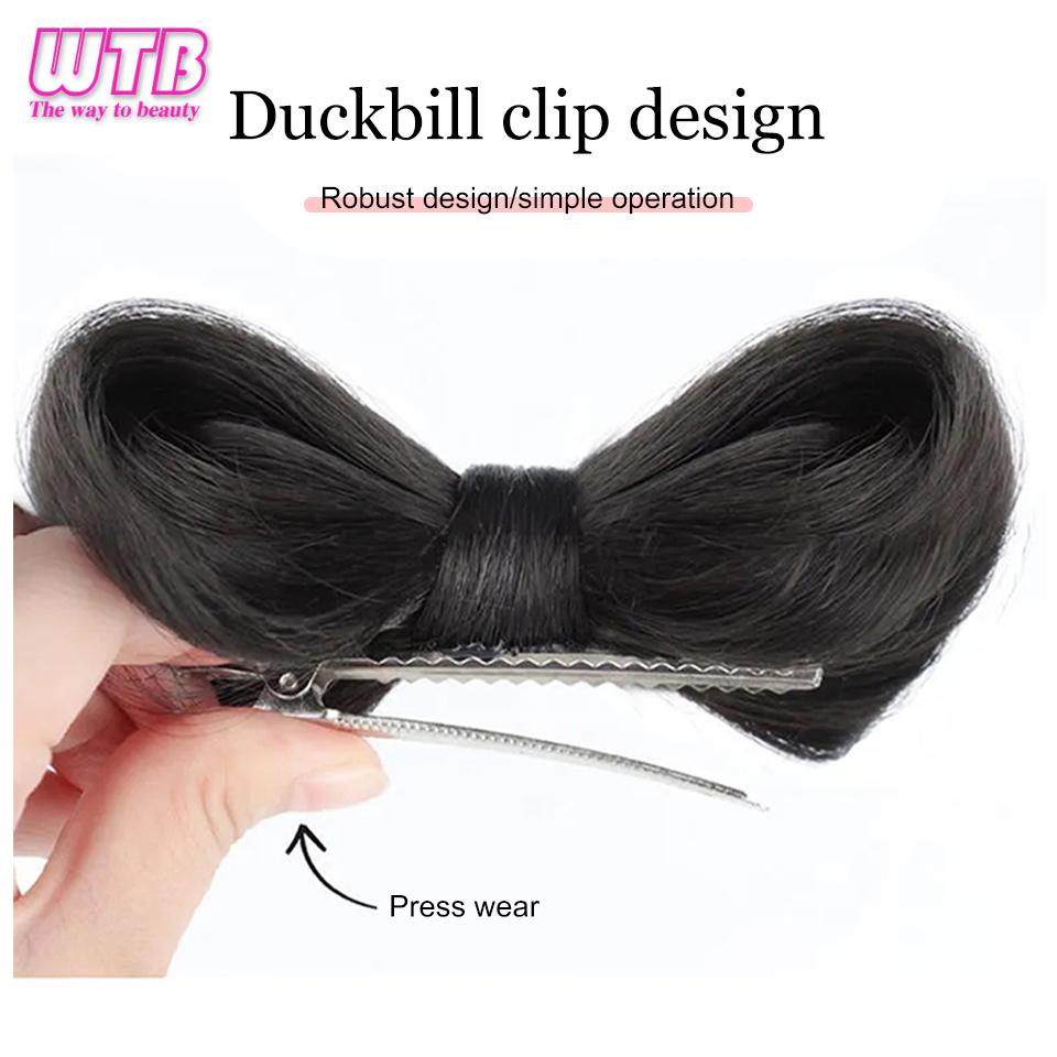 WTB Bow Knot Clamping Ball Head High And Low Tied Sweet Princess Wind Chignon Hair Integrated Clamping Wig For Women