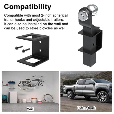 Trailer Hitch 2-Inch Tow Hook Storage Rack Heavy Duty Steel Powder-Coated Wall Mount Bracket Rear Bumper Tow Hook Holder