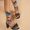Fashion Brand Design Embroidered Butterfly Lace Up Sandals Women 2025 New Summer Sexy Super High Heel Sandals Fashion Party Dress Shoes