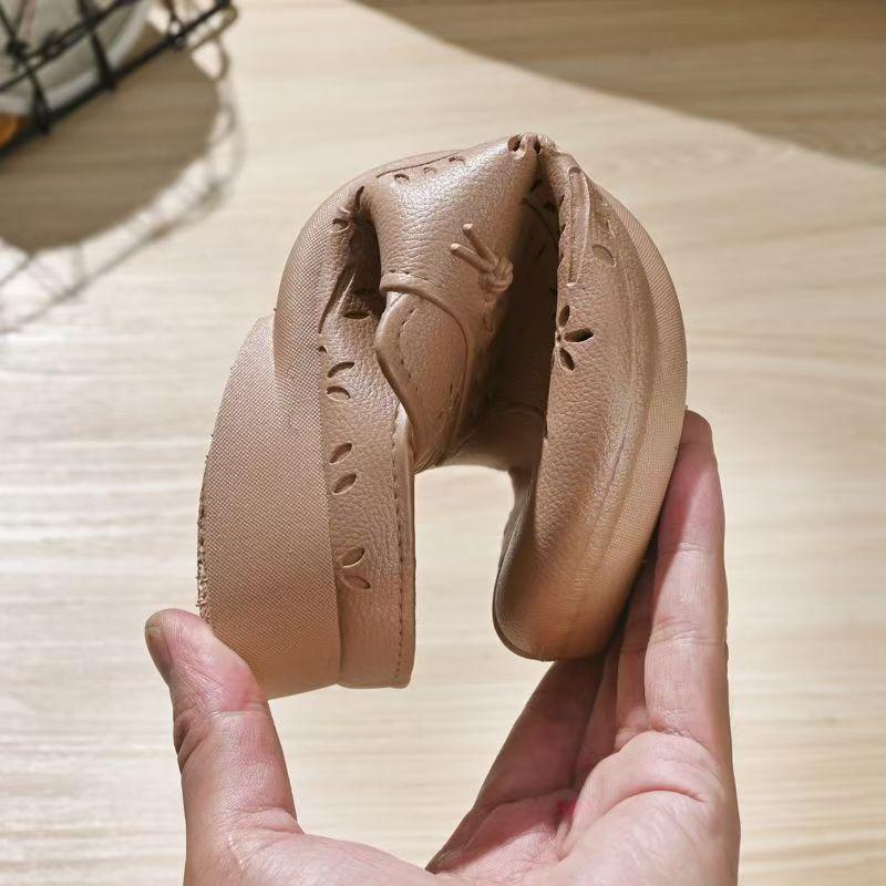 Women Baotou Hollow Out Waterproof Half Slippers Summer New Soft Sole Non Slip Breathable Flat Sole Home Slippers Beach Slippers