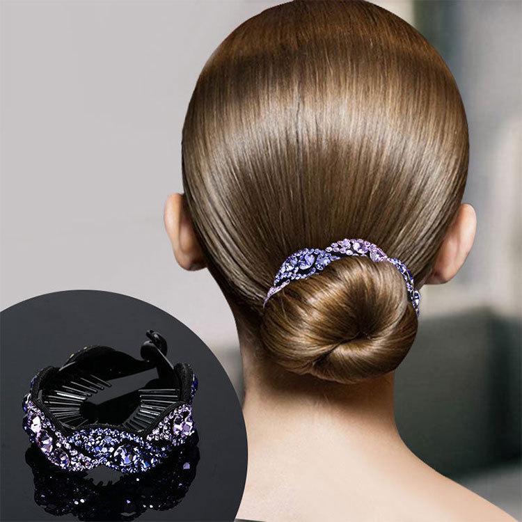 Korean Style Rhinestone Banana Clip Hair Bun Maker - Elegant Ponytail & Bun Accessory