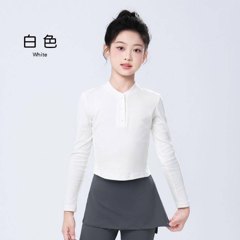 Girls Ballet Leotard Long Sleeve Front Open Dance Top Kids Gymnastics Training Wear Slim Breathable Base Layer