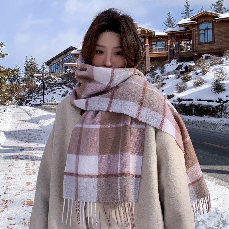 Atmosphere pure wool plaid scarf retro men and women couples high-grade thickened winter warm scarf