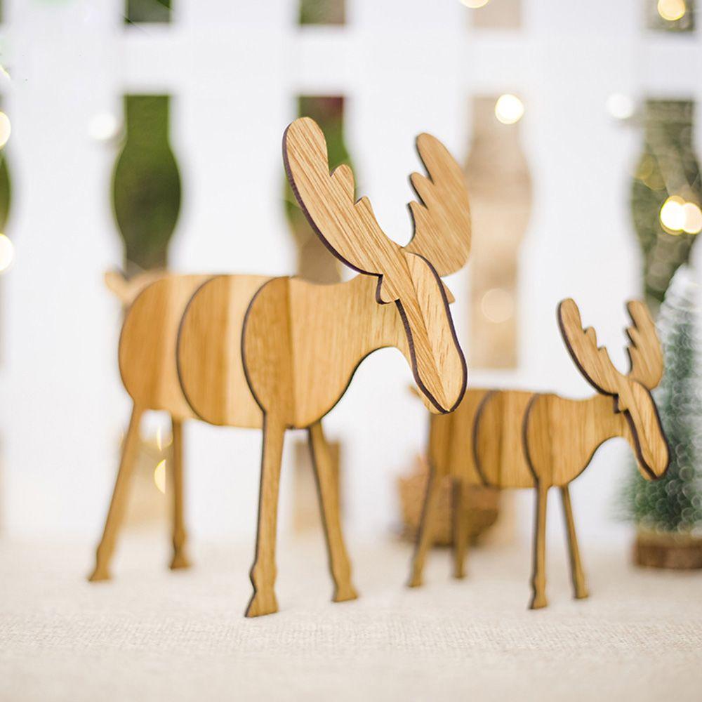 Puzzle Craft Christmas Decoration Party Decor Xmas Tree Deer Ornaments Wooden Elk Hanging Pendants