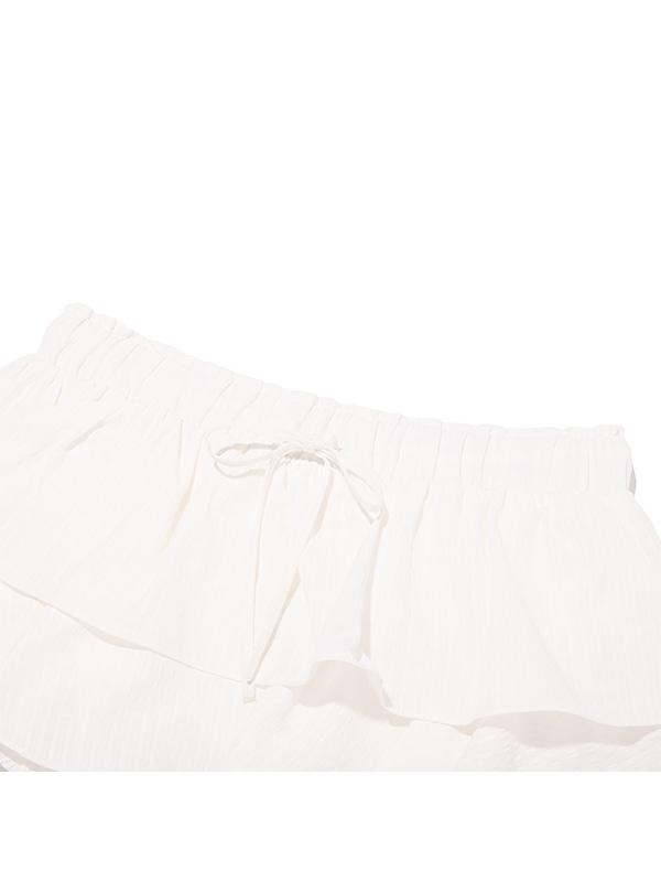 Kirsh X Charmy Kitty Ruffle Woven Skirt [White]