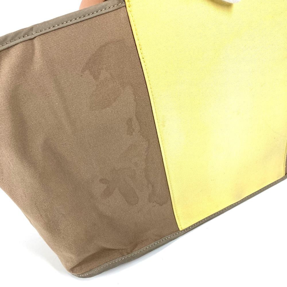 HERMES Bicolor Kabak Elan PM Shoulder Bag Tote Bag Leather/Canvas Beige/yellow