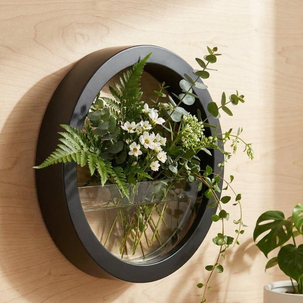Plastic Hydroponic Vase Round Plant Container Creative Flower Arrangement Office Display